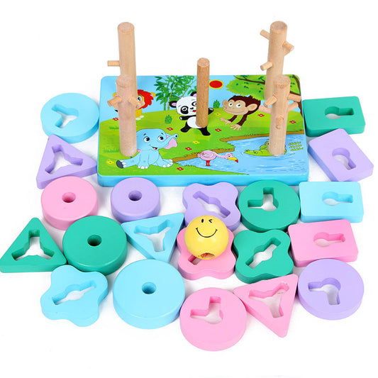 Wooden Shape Sorting Puzzle (Animals & Ocean Theme)